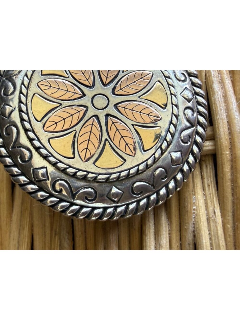 Vintage 90's Carolyn Pollack Relios Southwestern Medallion Pendant 14K Sterling - Picture 10 of 12